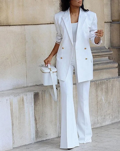 Clidress 4 Button Suit Blazer and Pants 2 Pieces Set