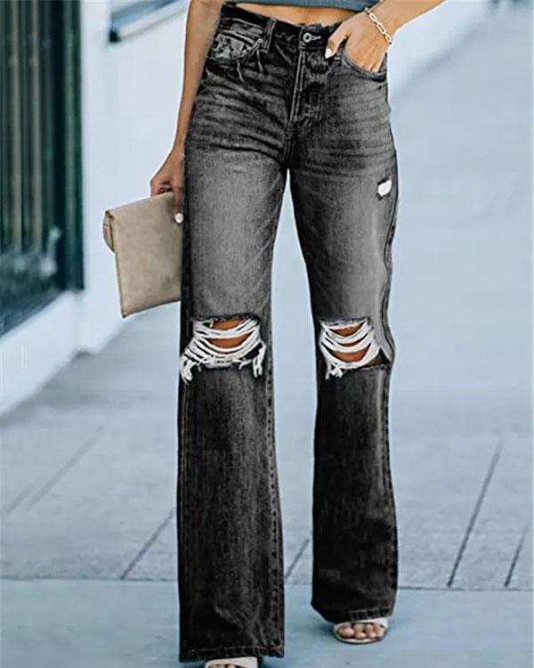 Clidress Water Wash Light Blue Straight LegJeans Black Gray
