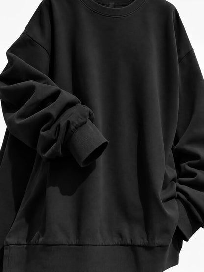 Full Size Solid Color Crew Neck Sweatshirt Plus Size