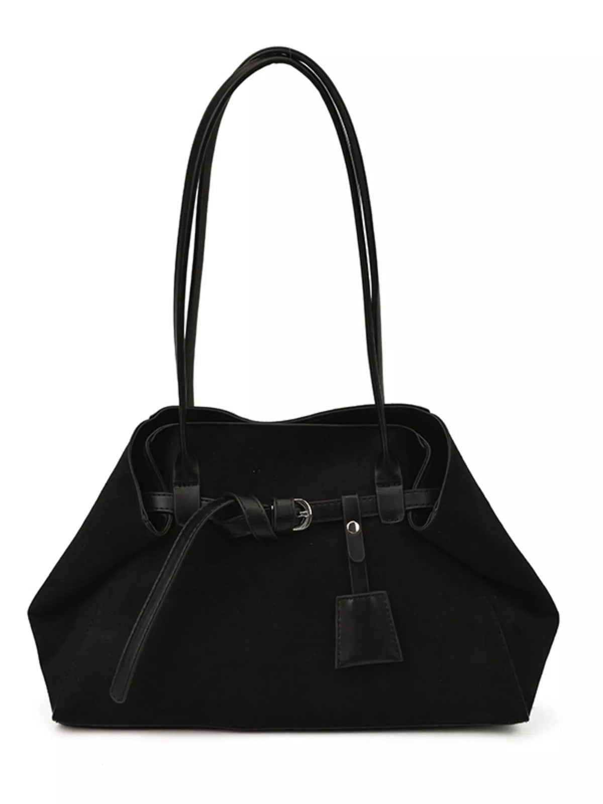 Suede Decorative Belt Buckle Shoulder Bag