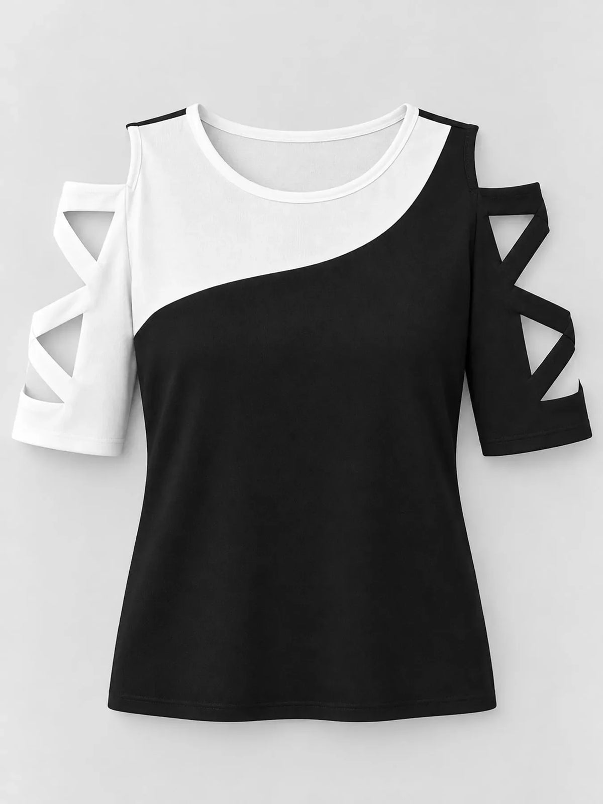Plus Size Color Block Cutout Sleeve T-Shirt