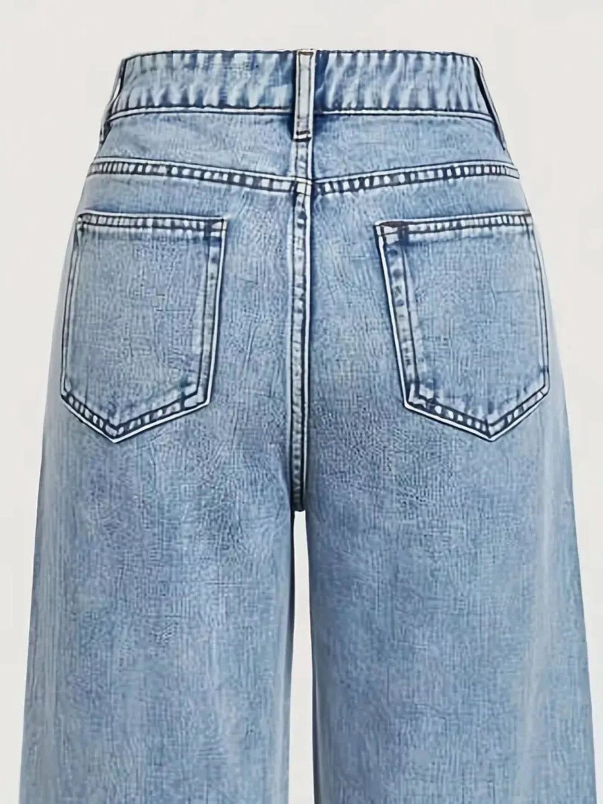 High-Waisted Rhinestone Wide-Leg Jeans