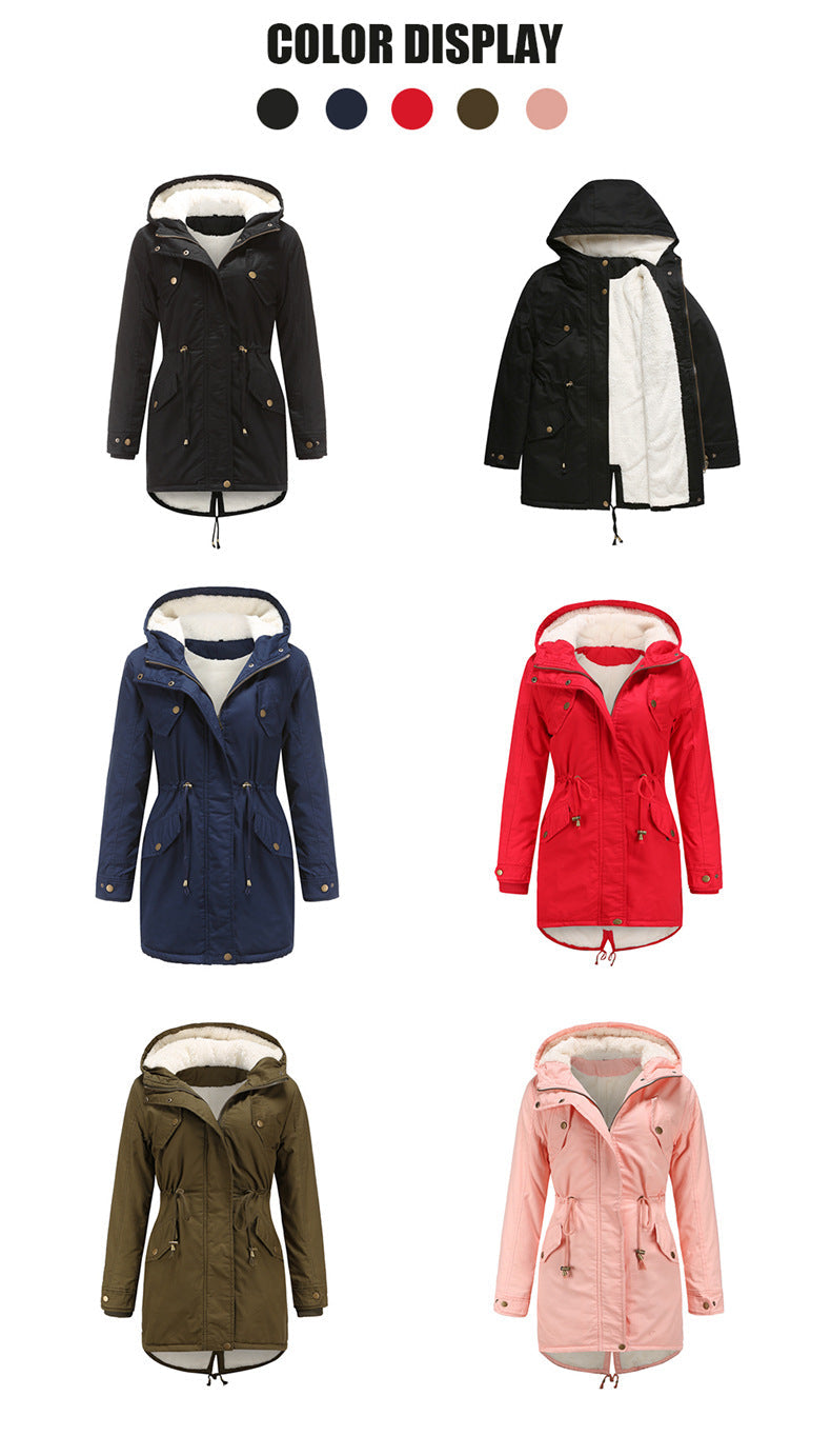 Solid Color Hooded Cotton-Padded Coat