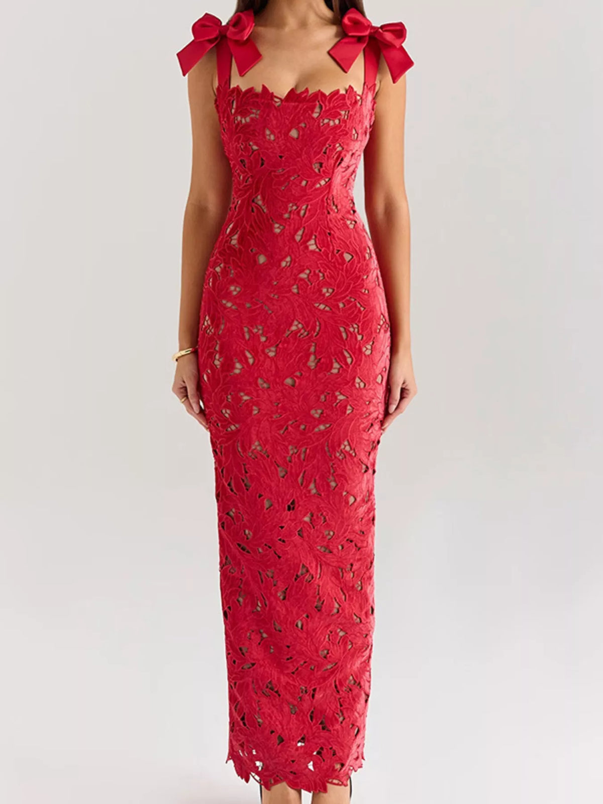 Aira's Slit Tie Shoulder Maxi Dress