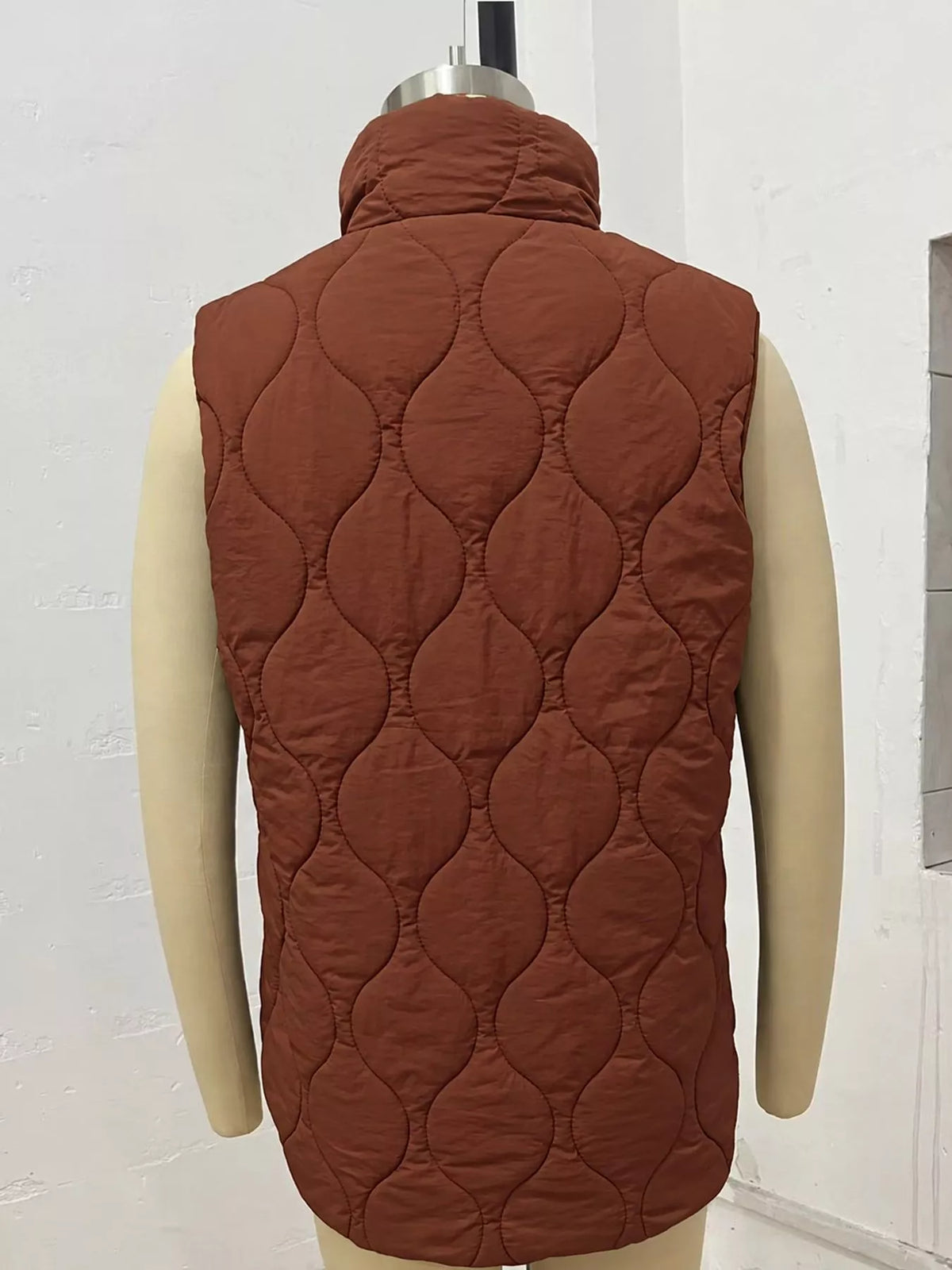 Quilted Snap Button Vest Coat