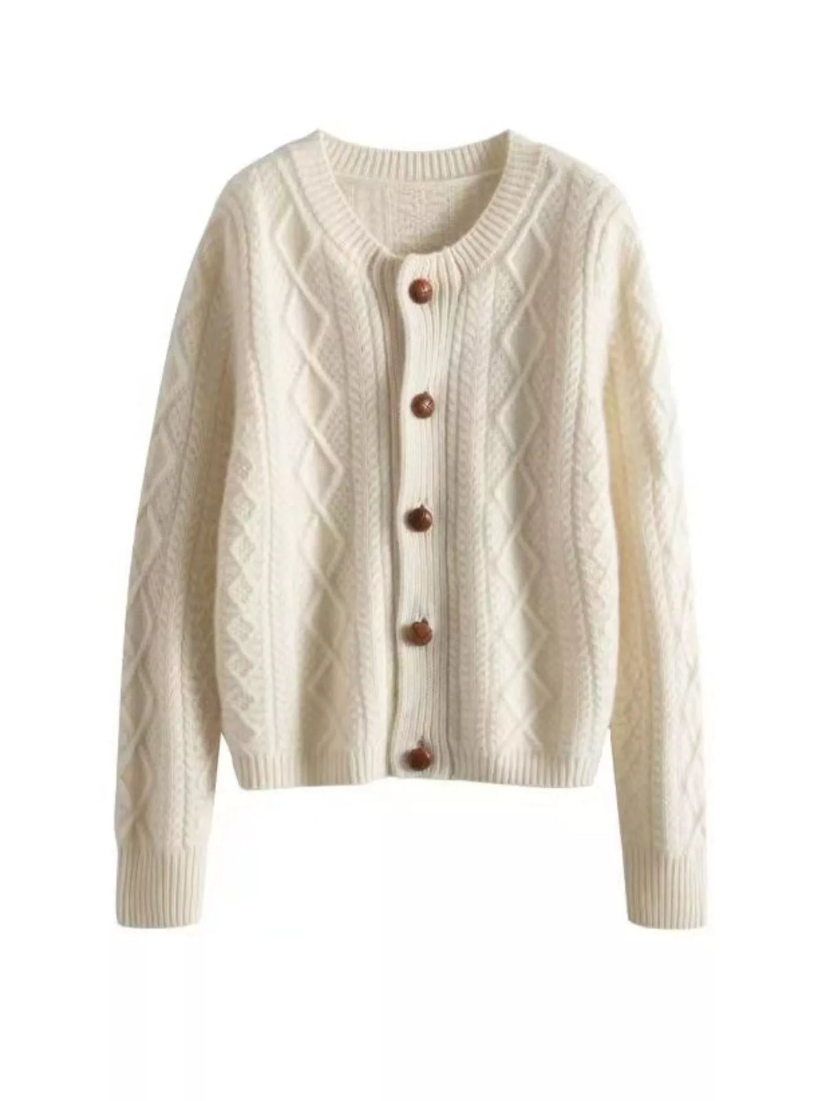 Cable-Knit Button-Down Cardigan