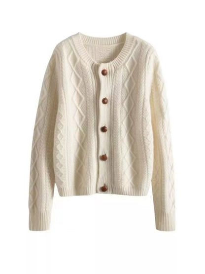 Cable-Knit Button-Down Cardigan