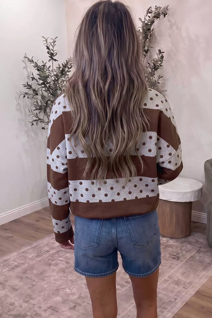 Womens Half Zip Polka Dot Sweatshirt