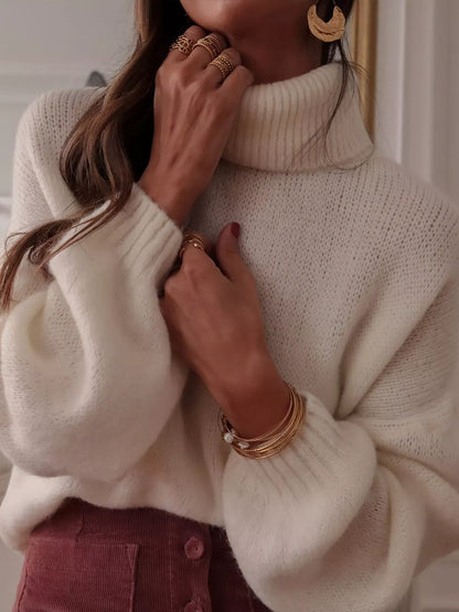 Turtleneck Oversized Dropped Shoulder Sweater