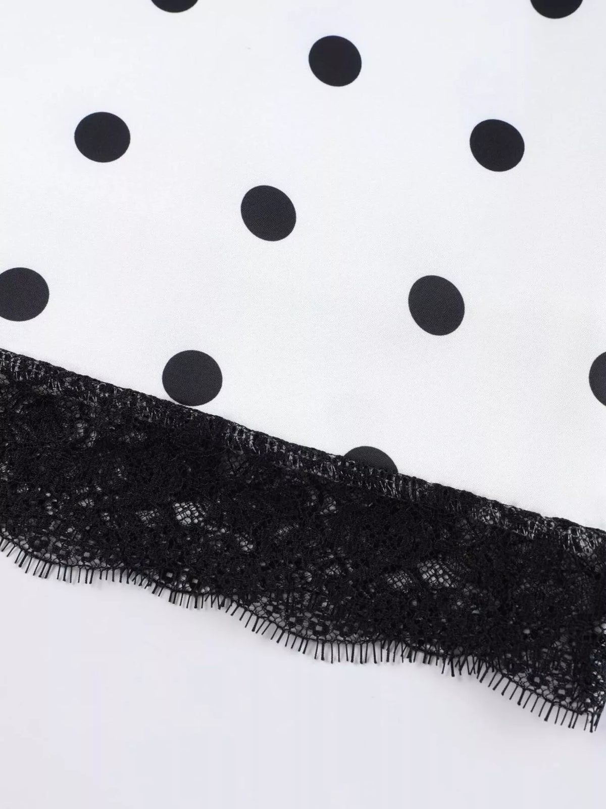 Polka Dot Midi Skirt with Lace Trim