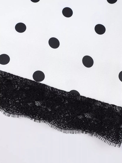Polka Dot Midi Skirt with Lace Trim