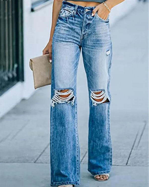 Clidress Water Wash Light Blue Straight LegJeans Dark Blue