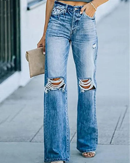 Clidress Water Wash Light Blue Straight LegJeans Dark Blue