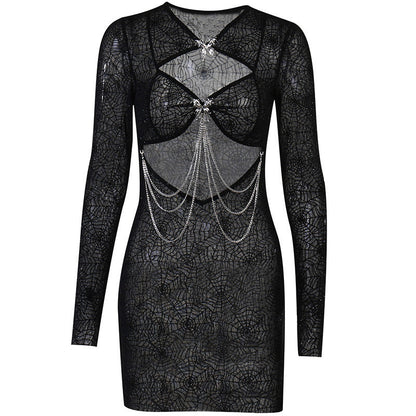 Melany's Black Sheer Web Halloween Dress