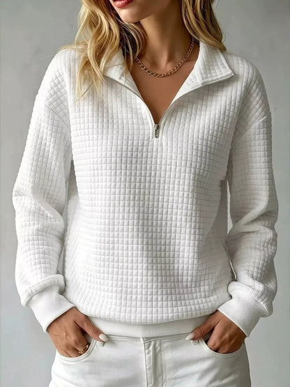 Waffle Knit Quarter-Zip Sweatshirt