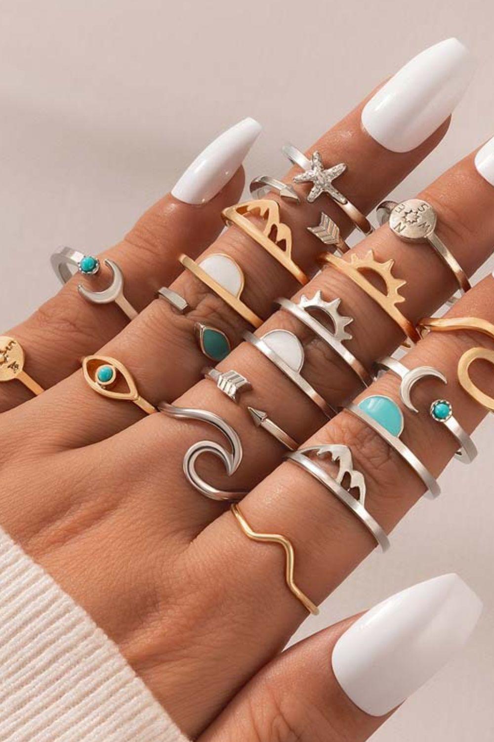 19-Piece Zinc Alloy Ring Set