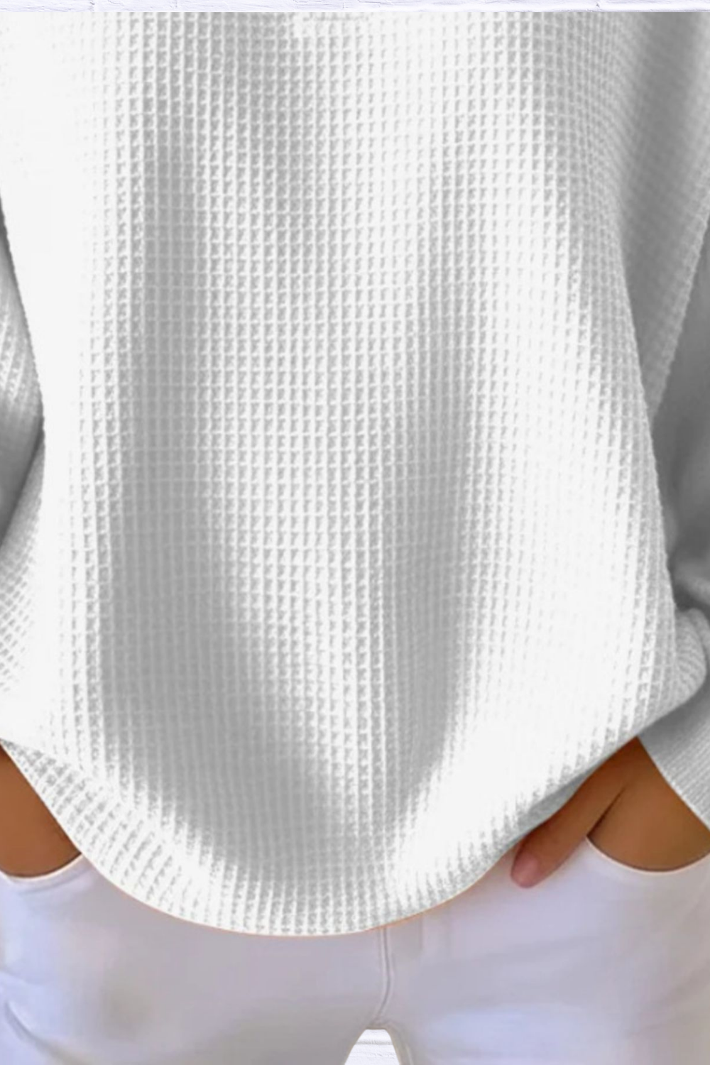 Full Size Waffle Knit Button Detail Top Plus Size