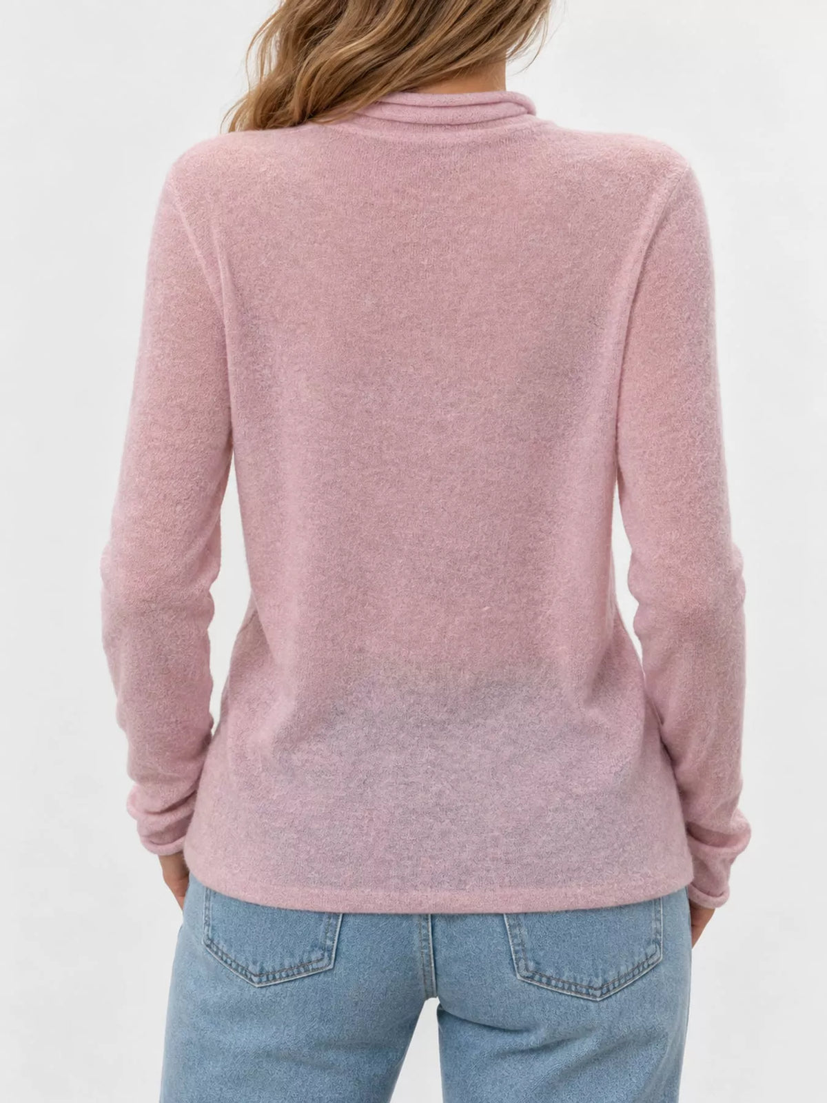 Women’s Sheer Turtleneck Knit Top – Lightweight Long Sleeve