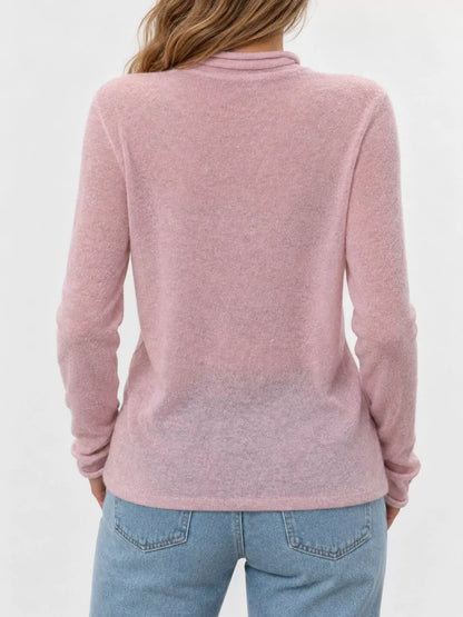Women’s Sheer Turtleneck Knit Top – Lightweight Long Sleeve