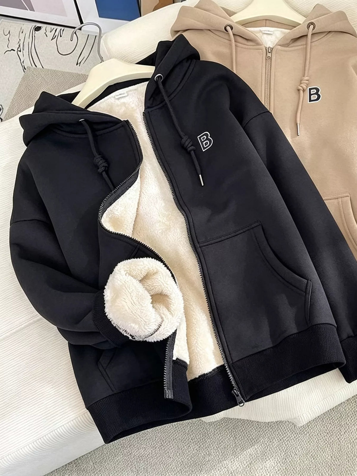 Fleece-Lined Zip-Up Hoodie