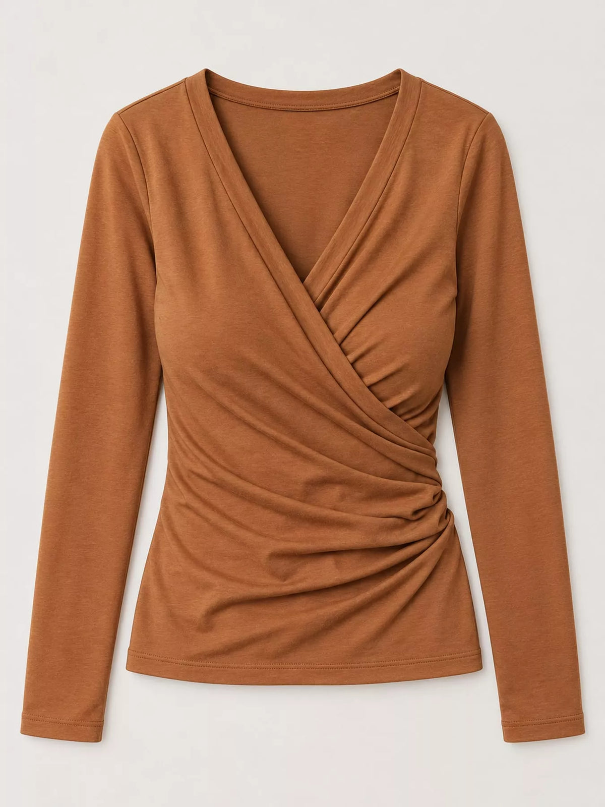 Full Size Surplice Long Sleeve T-Shirt Plus Size