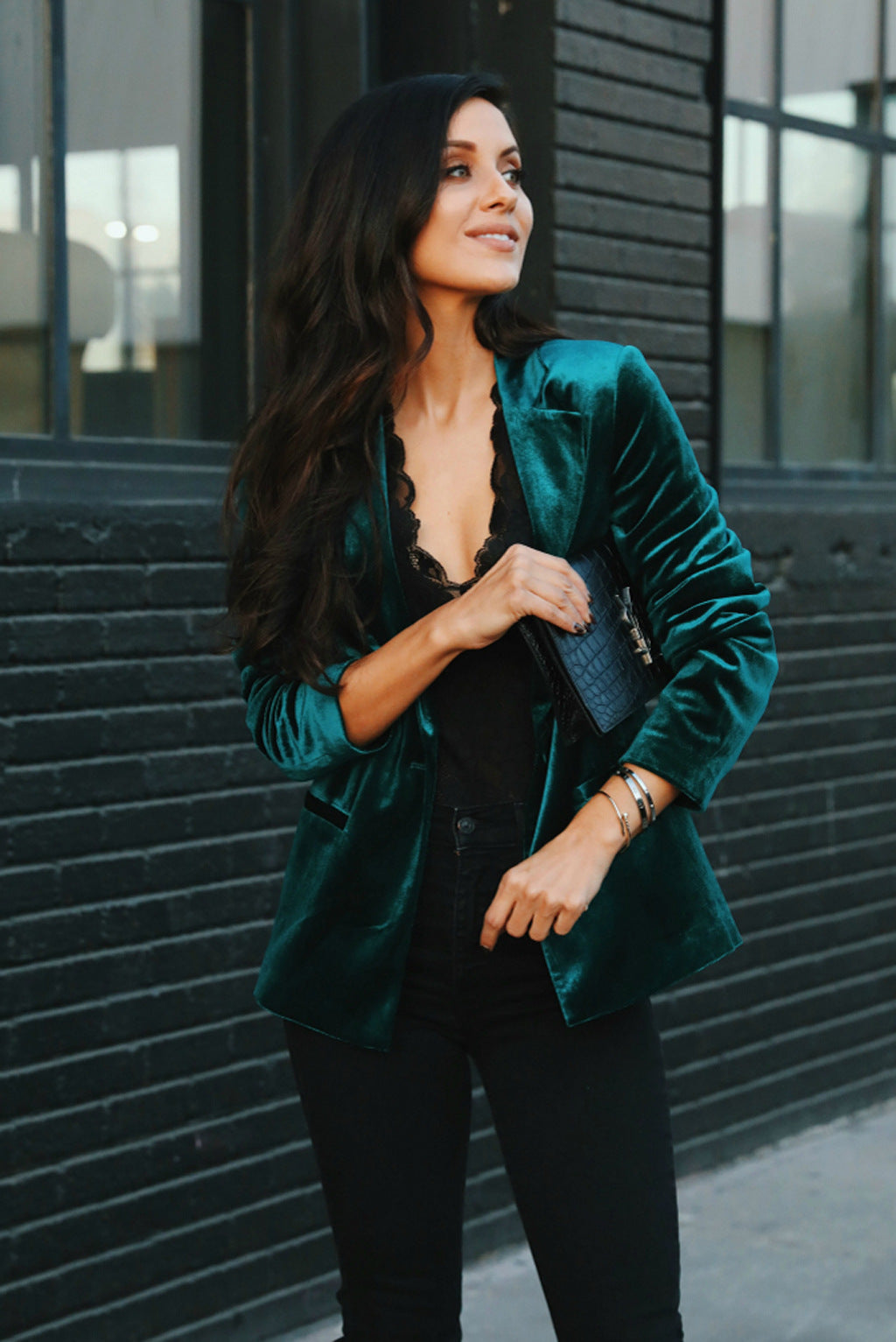 Pleuche Slim Fit Blazer Green