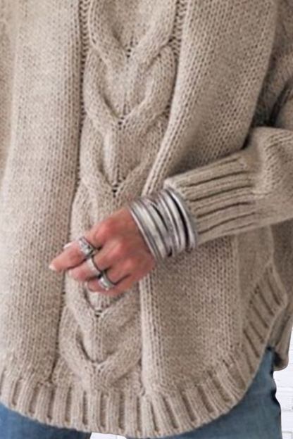 Full Size Cable-Knit Long Sleeve Sweater Plus Size