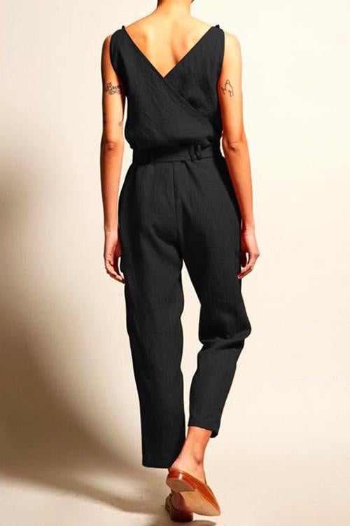 Josh V Neck Bow Knot Sleeveless Jumpsuit