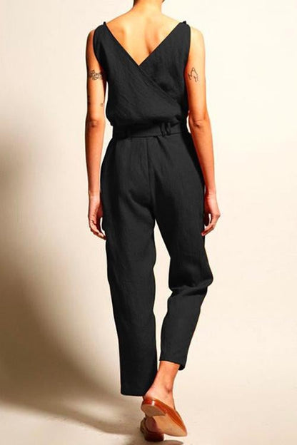 Josh V Neck Bow Knot Sleeveless Jumpsuit