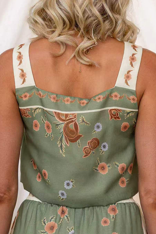 Sleeveless Floral Print Crop Top