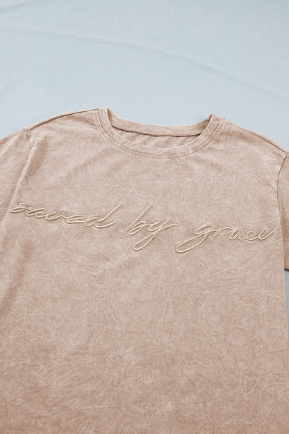 Casual saved by grace Mineral Washed Cotton T Shirt