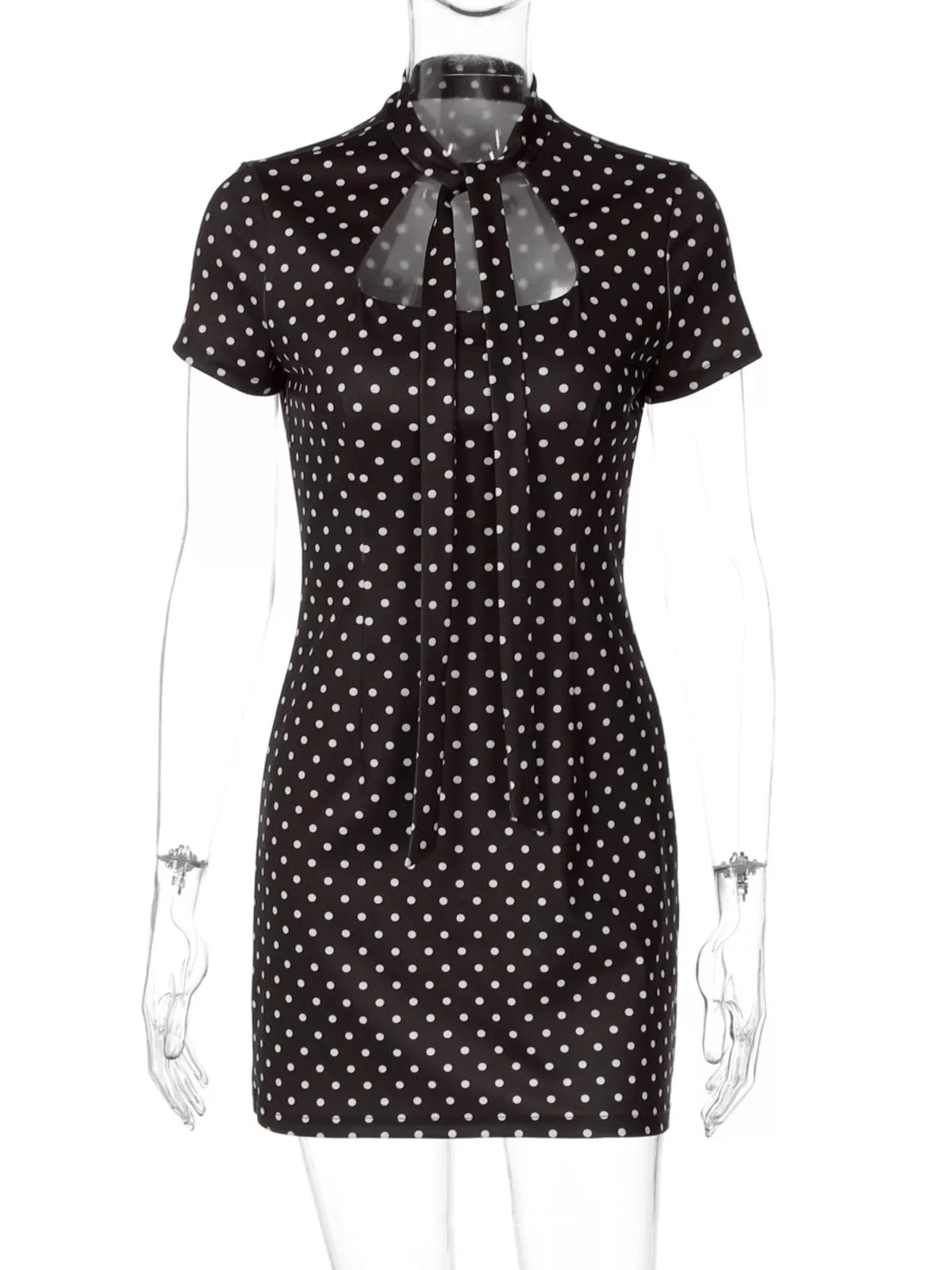 Polka Dot Cut-Out Front Mini Dress
