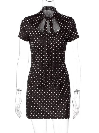 Polka Dot Cut-Out Front Mini Dress