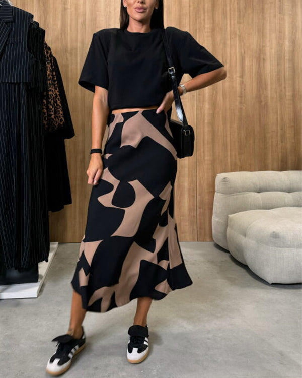 Clidress Printed Bodycon Midi Skirt