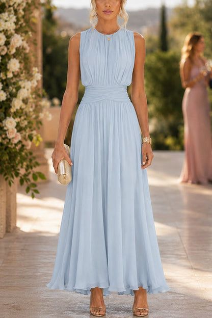 Crewneck Sleeveless High Waist Maxi Dress