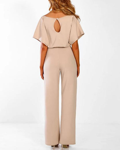 Clidress Bat Short Sleeve Wide Leg Jumpsuit