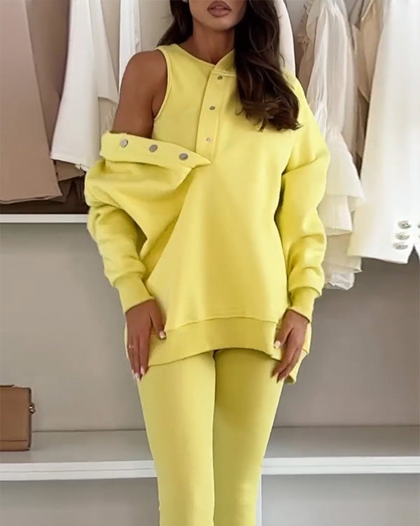 Clidress Solid Vest&Hoodie&Pants 3 Pieces Set(10 Colors)