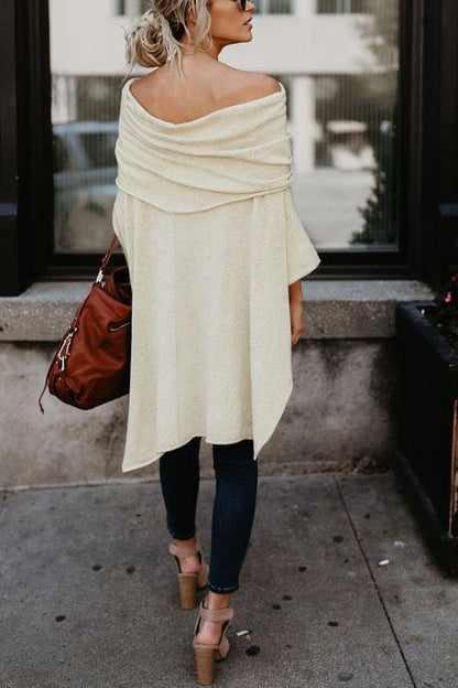 Clidress Irregular Bateau Neck Blouse Shirt