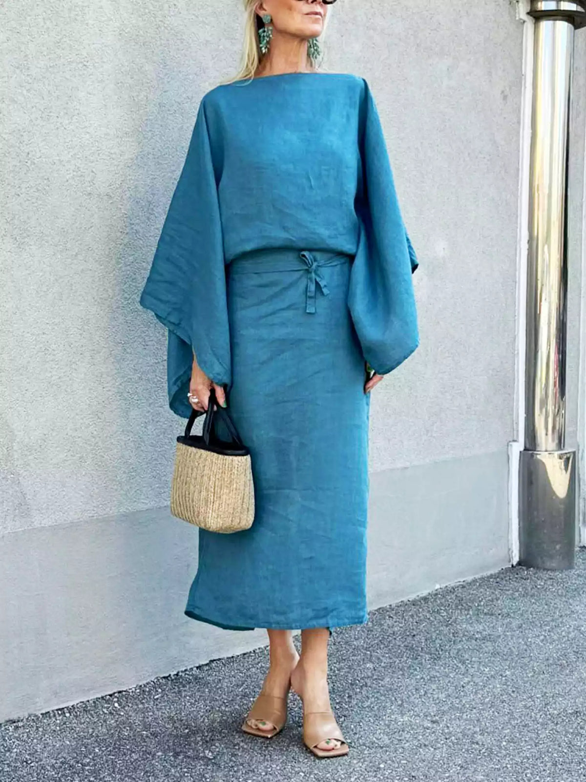 Gianna - Kimono Midi Dress Blue