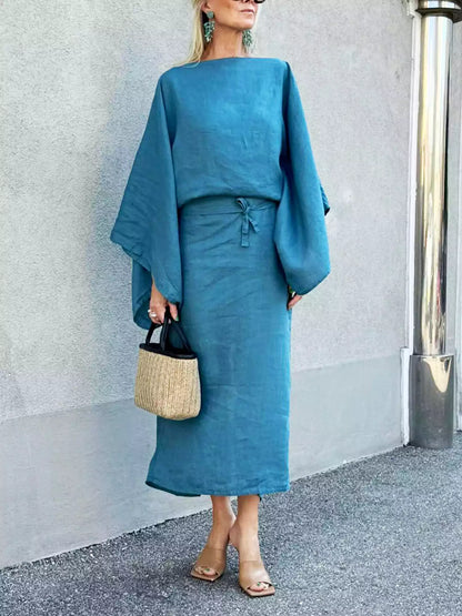 Gianna - Kimono Midi Dress Blue