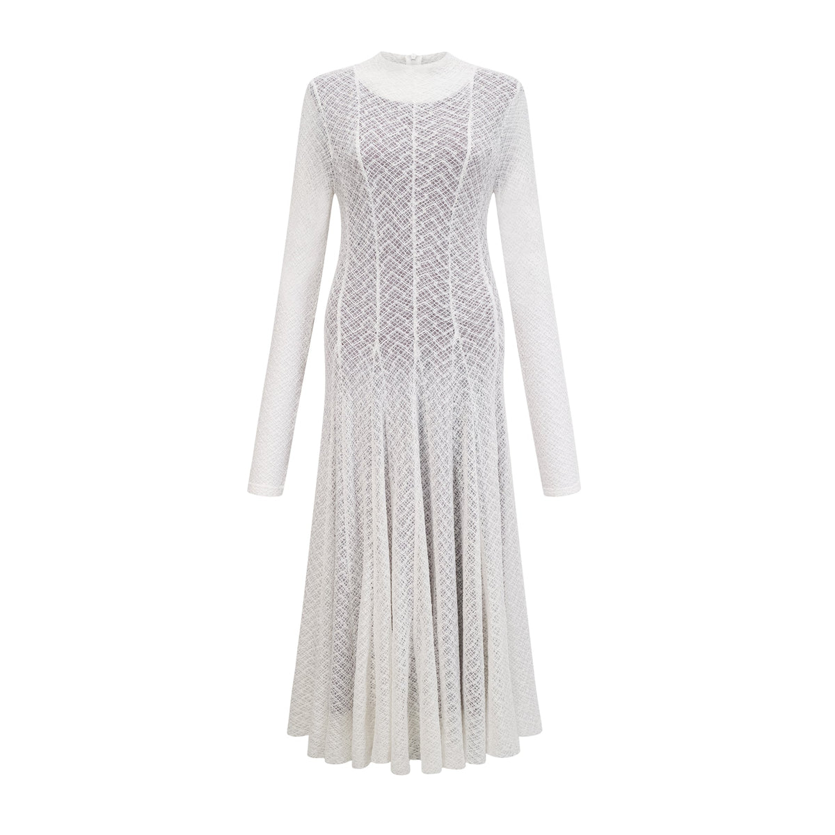 Athena wavy-pattern lace maxi dress in White