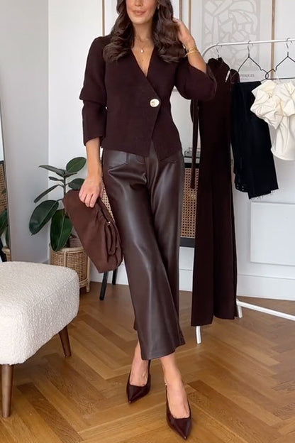 Chicest V Neck Button Up Sweater Cardigan