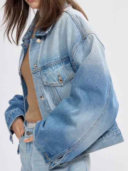 Button Up Dropped Shoulder Denim Jacket