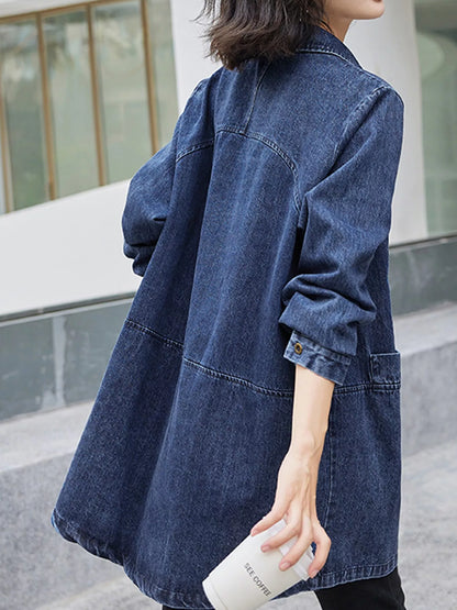 Full Size Oversized Button Up Denim Shacket Plus Size