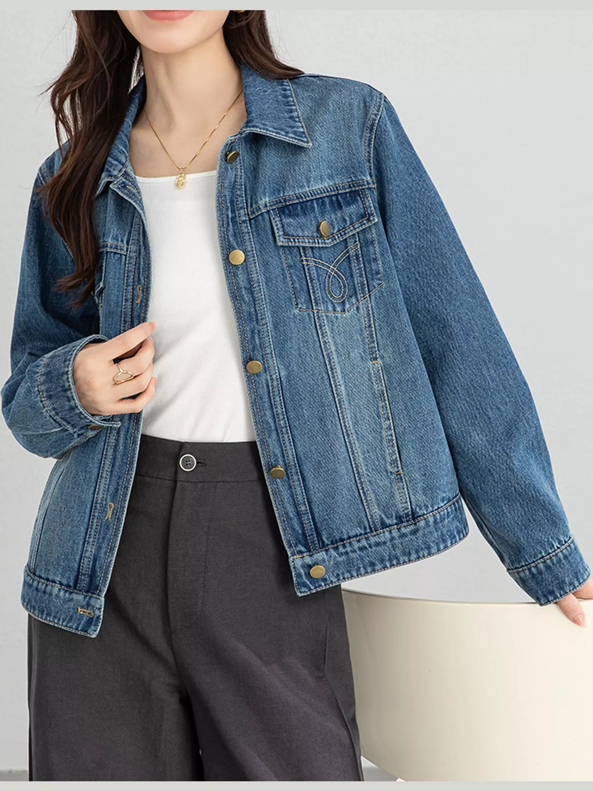 Vintage Wash Relaxed Fit Denim Jacket