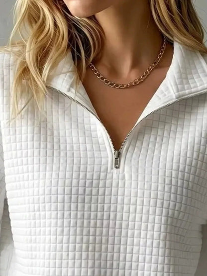 Waffle Knit Quarter-Zip Sweatshirt