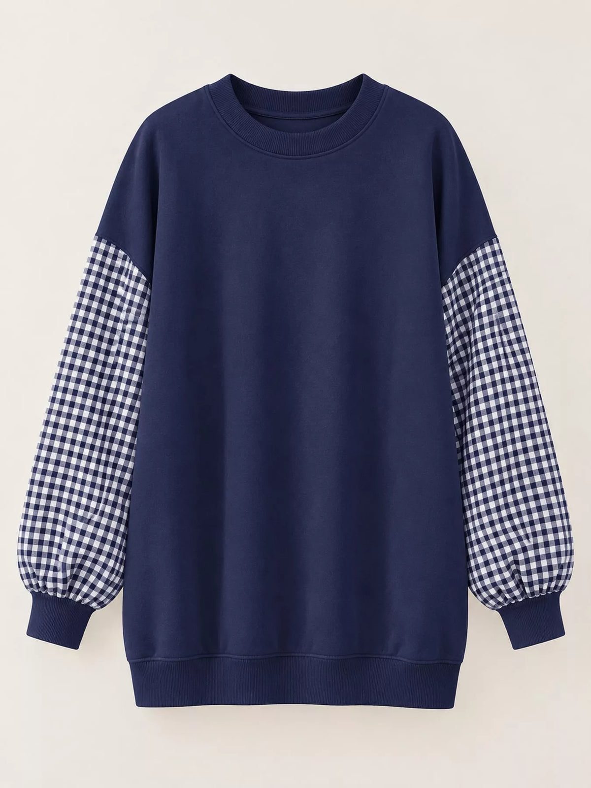 Plaid Dropped Shoulder Sweatshirt