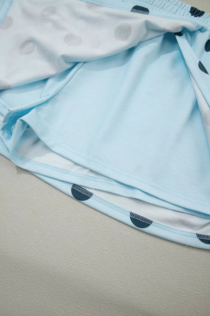 Polka Dot Sleeveless Top and Skort Casual Two-Piece Set