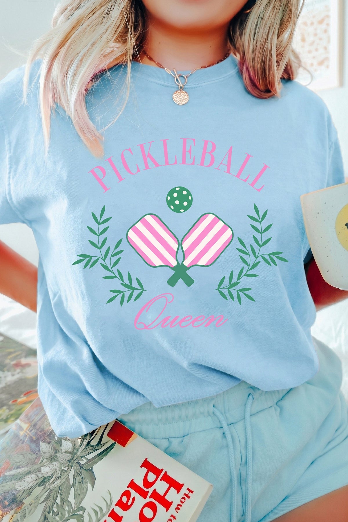 Light Blue Pickleball Queen Relaxed Graphic Tee