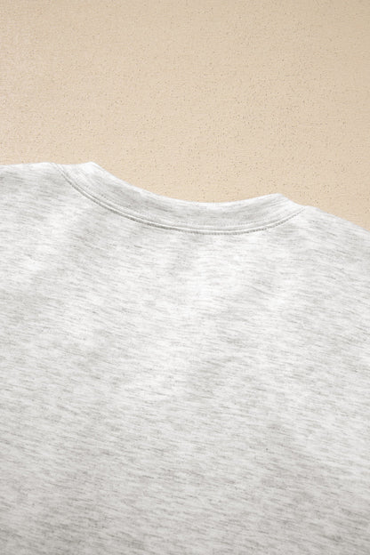 Light Grey Solid Color Zip Front Jacket Style Sweatshirt